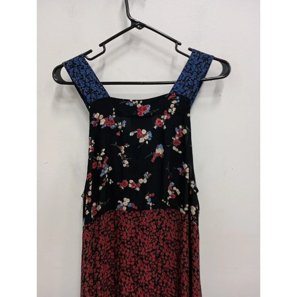 VTG Carol Anderson Womens Sleeveless Maxi Dress Medium Petite Blue Floral BOHO - Picture 7 of 8